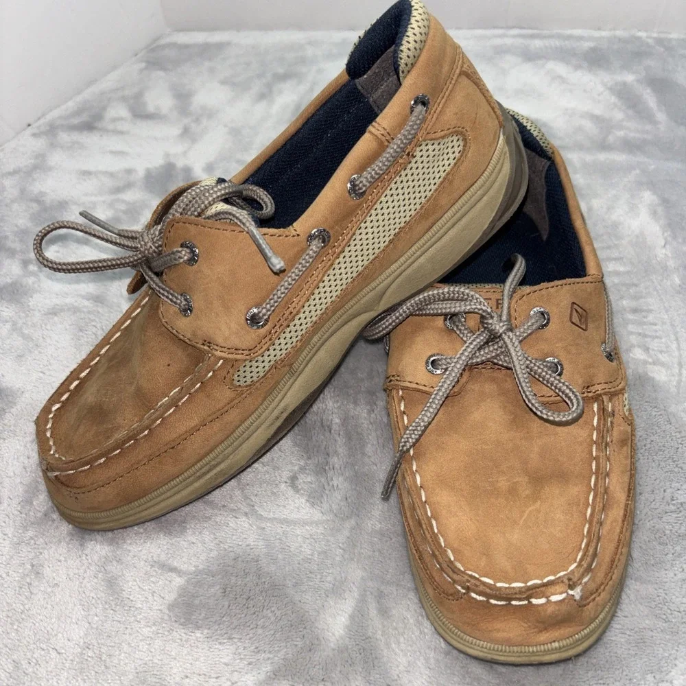 Sperry Top Sider BOYS Boat Shoes Size 5M Light Brown